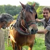 photo le réalisateur nicolas gabriel (à droite), ici à l’essai d’une faneuse à cheval sous les yeux de franck viel, un cultivateur à l’ancienne.