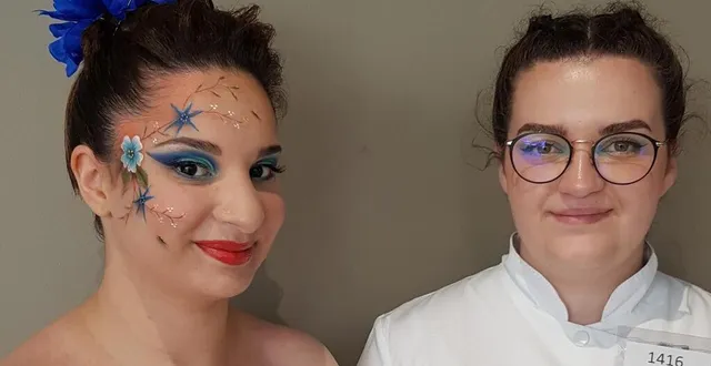 photo  jade brillant, à droite, a décroché la médaille d’or lors du dernier concours régional des meilleurs apprentis de france esthétique, à saint-herblain (loire-atlantique).  &copy;  espace bel air 
