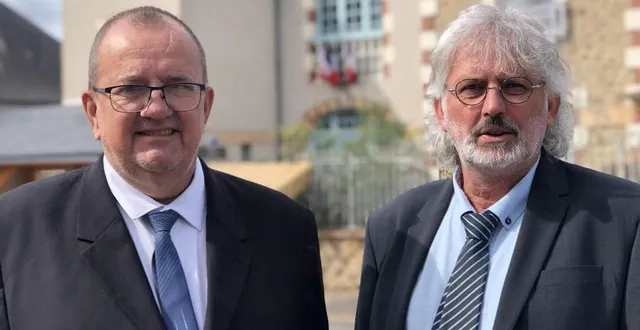 photo  bruno pinçon (à droite) et son suppléant christophe hannier, candidats rn dans la 3e circonscription aux législatives 2022.  &copy;  le maine libre 
