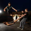 photo la compagnie cirque exalté lors de ses répétitions avant l'avant-première de son spectacle « foutoir céleste », ce samedi 11 juin, à longnes.