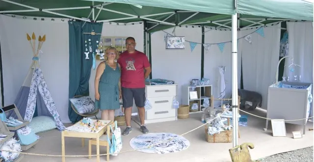 photo  miguel bruneau et aurélie doiteau dans la chambre d’enfants réalisée avec les créations d’aurélie.  &copy;  le maine libre 