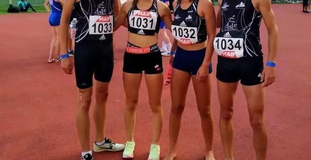 photo  les quatres coureurs minimes de l'asl arrvivent au pied du podium.  &copy;  ouest-france 