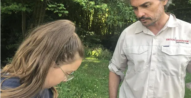 photo  pierre carret et clémentine bauchet. cette dernière a déjà découvert les particularités de la pâquerette.  &copy;  le maine libre 