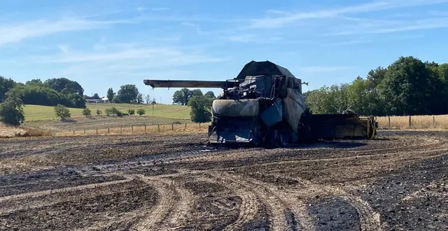 photo  les pompiers sont intervenus suite à un feu de moissonneuse qui s’est propagé à un champ, ce jeudi 14 juillet à luché-pringé, en sarthe.  &copy;  ouest-france 
