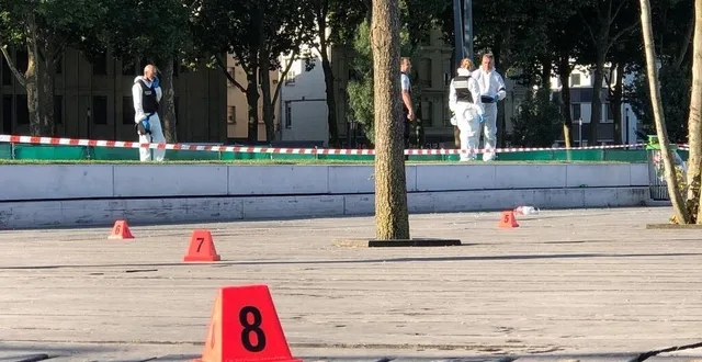 photo  la scène de crime, à l’esplanade cœur de maine à angers.  &copy;  ouest-france 