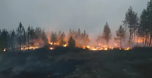 photo  a 23 heures, 218 pompiers et 79 engins étaient mobilisés face à l’incendie redoublant d’intensité.  &copy;  photo le maine libre 