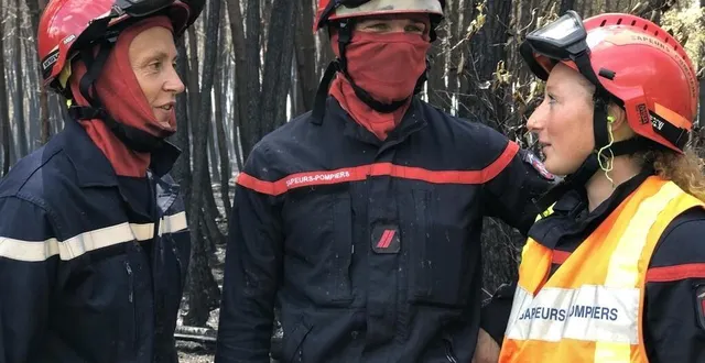 photo  teloché mercredi 20 juillet 2022. edwige et marine au plus près de l’action. dans des conditions dantesques, elles combattent l’énorme incendie au sud du mans.  &copy;  le maine libre 