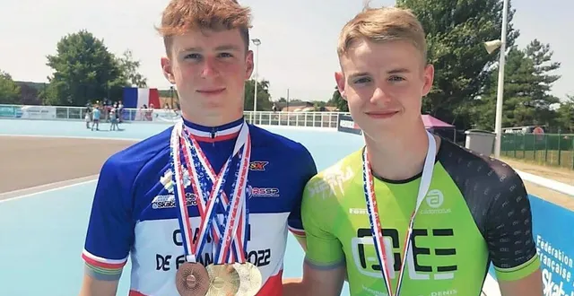 photo  arthur lebeaupin, champion de france sur piste, et florent plaire, vice-champion de france.  &copy;  ouest-france 