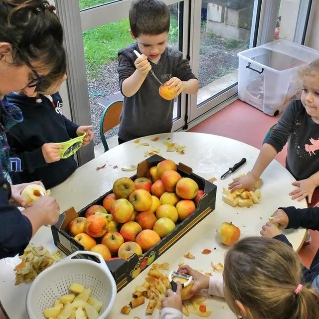 photo il y avait un gros carton de pommes à éplucher pour préparer la tarte.  ©  ouest-france
