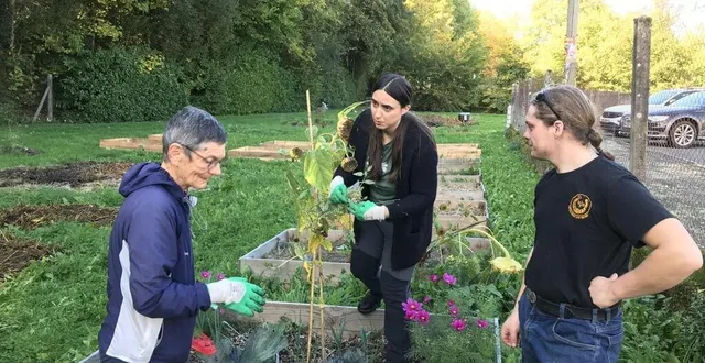 photo  mark vivien, un apiculteur, et aurélie briant, botaniste de formation et coordinatrice pédagogique d’api potager, sont les principaux porteurs de ce jardin partagé à flers, dans l’orne.  &copy;  ouest-france 