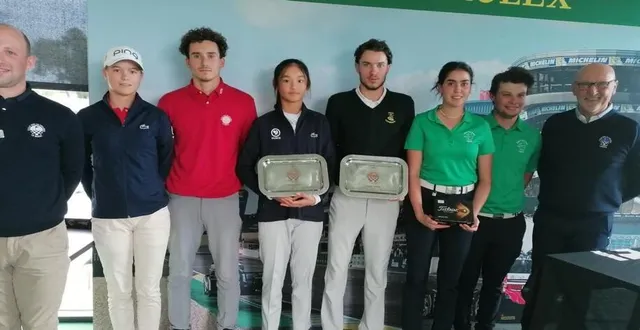 photo  de gauche à droite : simon boillet, directeur du golf, ophélie coquard, augustin barbé, alice kong, maxime mathey, constance detroye, even le cousier, ivan begiac, président du club.  &copy;  ouest-france 