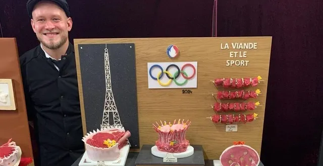 photo  le chef-d’œuvre de jean-charles beunier a été réalisé sur le thème imposé de la viande et le sport. le travail préparatoire du présentoir a nécessité plus de 60 heures de travail échelonnées sur trois mois, celui de la viande, 9 heures, le jour du concours, le lundi 7 novembre 2022.  &copy;  ouest-france 