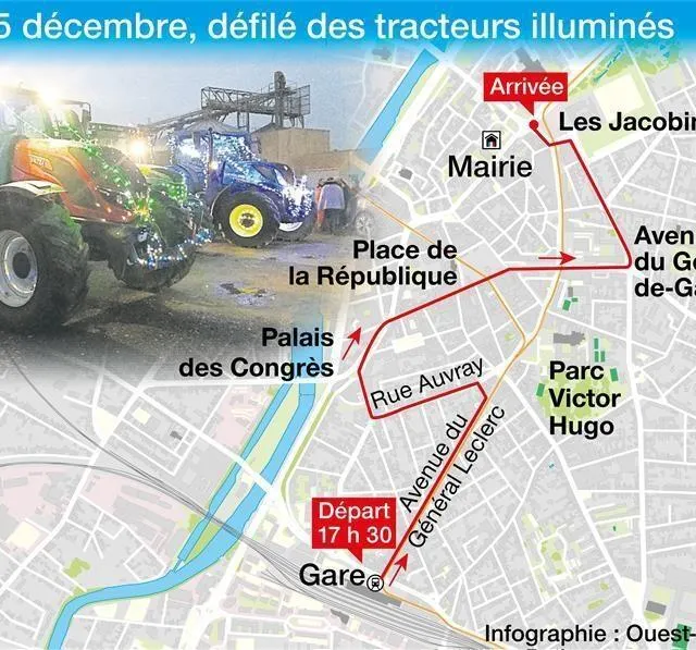 Le circuit de la parade des tracteurs au Mans, jeudi soir. Ouest-France photo le circuit de la parade des tracteurs au mans, jeudi soir. © ouest-france