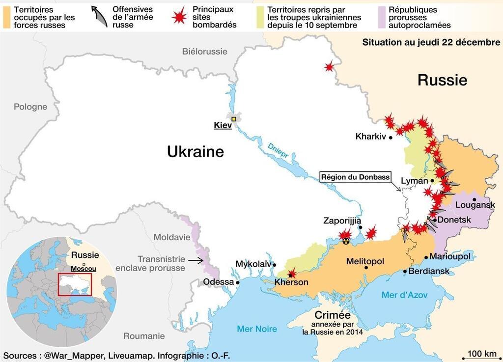 CARTE. Guerre en Ukraine : Zelensky de retour, la Russie vise Donetsk