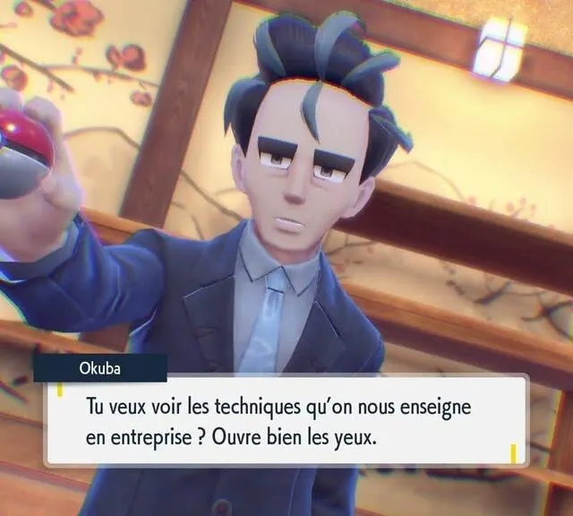 La première fois que l’on rencontre Okuba dans l’aventure, c’est à l’arène Normal de Mezclamora. Pokémon Company photo la première fois que l’on rencontre okuba dans l’aventure, c’est à l’arène normal de mezclamora. © pokémon company