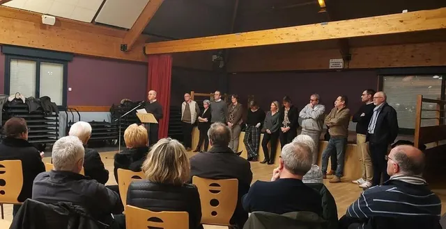 photo  les melainoises et melainois étaient venus nombreux aux vœux du maire et des élus, la première cérémonie de vœux à la population depuis leur élection, en 2020, en raison de la crise sanitaire.  &copy;  ouest-france 