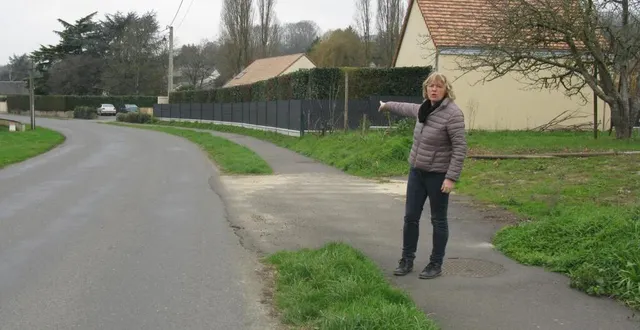 photo  sylvie brouard, adjointe au maire en charge de la communication et de l’embellissement, pointe l’emplacement du futur aménagement à l’entrée du bourg.  &copy;  ouest-france 