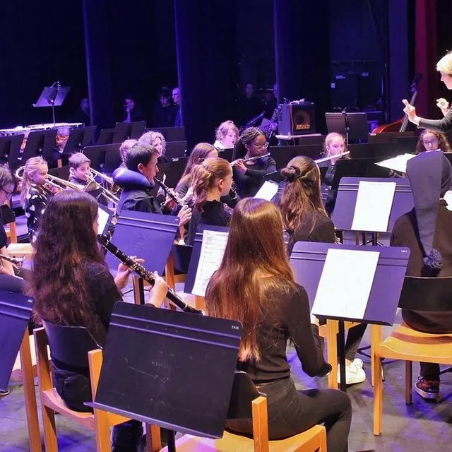 photo l’orchestre à vent junior du conservatoire du pays sabolien, samedi, sur la scène joël-le theule.  ©  ouest-france