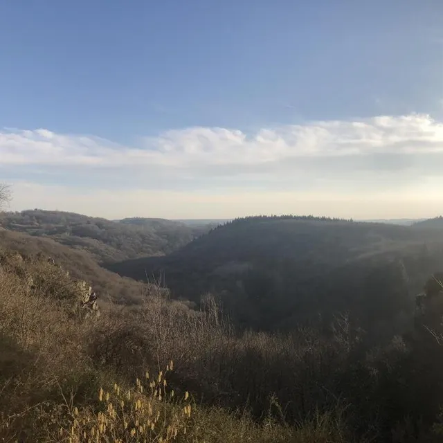 photo depuis l’intérieur ou la terrasse du café du caillou, les visiteurs de passage profiteront d’une vue imprenable sur la vallée du rouvre.  ©  ouest-france