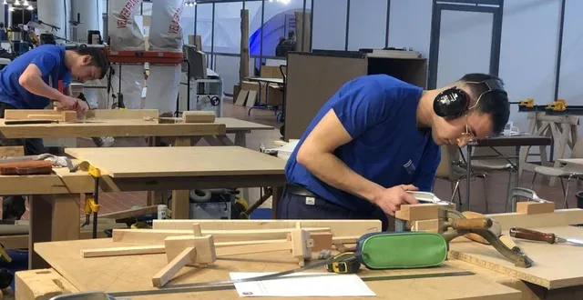 photo  thomas bichot, candidat en menuiserie, aux olympiades des métiers, au parc des expositions d’angers.  &copy;  ouest-france 