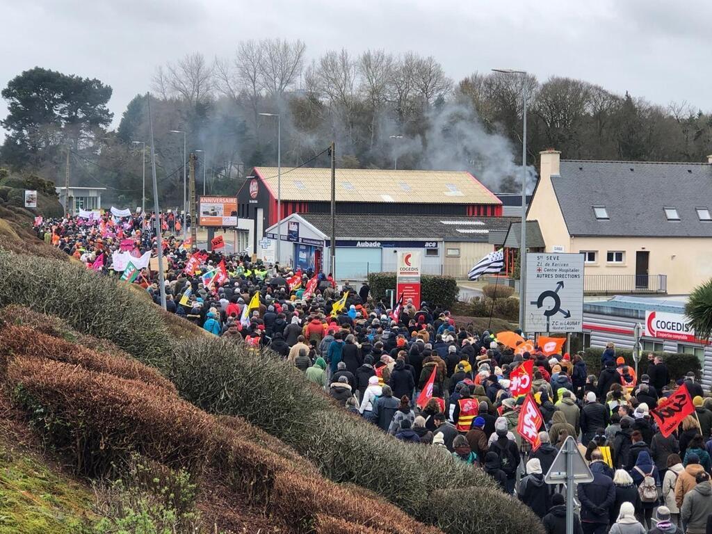 Gr ve du 7 mars. Pr s de Morlaix ils sont 6 000 faire bloc