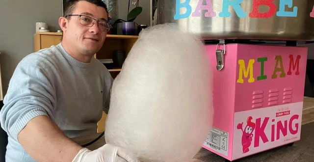 photo  thiephaine perdureau, fléchois de 36 ans, a lancé son entreprise de vente de barbes à papa en février 2023.  &copy;  ouest-france 