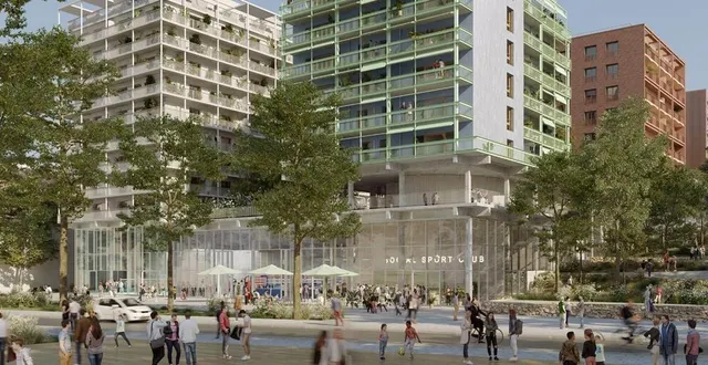 photo  les quinze immeubles du projet seront ornés de plaquettes émaillées aux couleurs vives, produites par rairies montrieux.  &copy;  image icade 