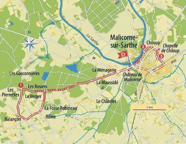 photo le circuit de la balade le long du chemin de la maussidée, à malicorne-sur-sarthe.  ©  ouest-france