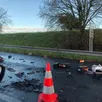 photo accident sur l’a81 le 12 avril 2023, un poids lourd a perdu une partie de son chargement.