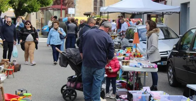 photo  beaucoup d’exposants et public nombreux pour le vide-greniers de courgains.  &copy;  le maine libre 