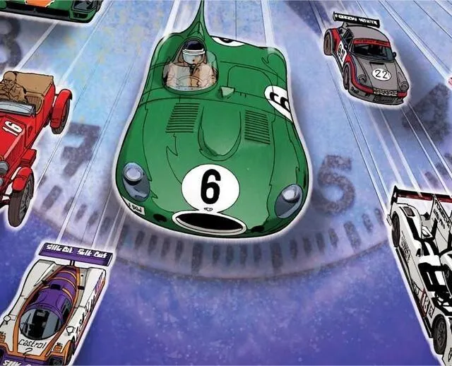 photo détail de la couverture du livre de la collection plein gaz, « 24 heures du mans, 100 ans d’innovation ». version exclusive pour la librairie bulle, au mans (sarthe).  ©  glénat / librairie bulle