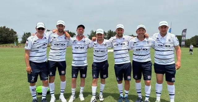 photo  sébastien bellanger, sylver létendard, frédéric crevon, adrien hunault, christopher buaillon, gaël patard et alexis bellanger ont représenté fièrement le footgolf sarthois aux états-unis.  &copy;  le mans sarthe footgolf 