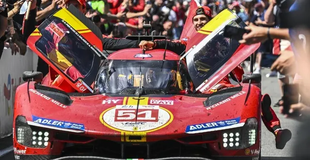 photo  alessandro pier guidi, james calado et antonio giovinazzi remportent le centenaire des 24 heures du mans, reprenant la longue tradition de ferrari en sarthe.  &copy;  le maine libre – denis lambert 