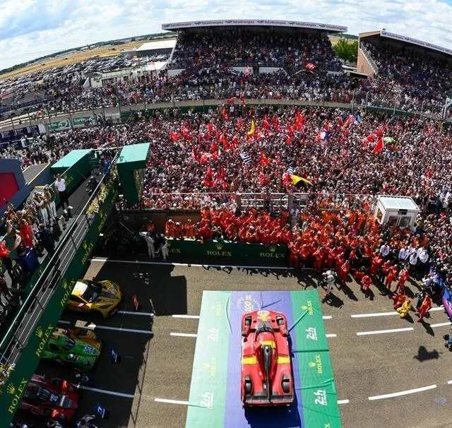 photo victoire de la ferrari 499 p (ferrari af corse) n°51 pilotée par james calado, antonio giovinazzi, alessandro pier guidi.  ©  franck dubray / ouest france