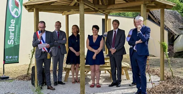 photo  le maire de souligné-sous-ballon, david chollet, ce samedi 17 juin 2023, lors de l’inauguration des travaux réalisés après les graves inondations des 9 et 11 juin 2018.  &copy;  le maine libre – yvon loué 