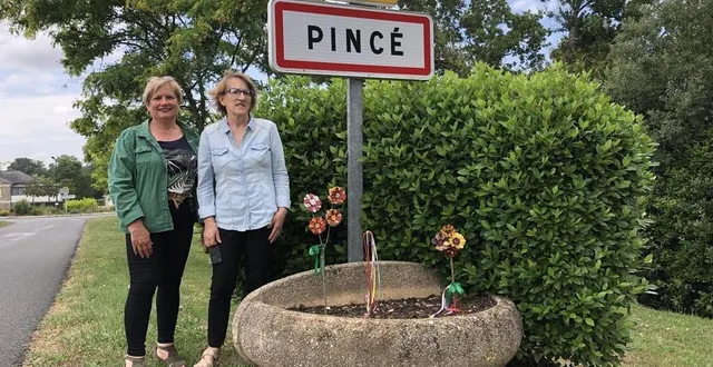 photo  sylvie chartier et nicole foucault ont implanté les premières « fleurs » dans les jardinières de pincé en début de semaine.  &copy;  ouest-france 