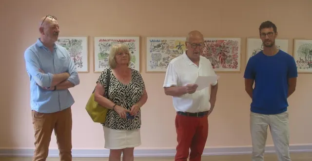 photo  de gauche à droite : pierrick bigot (conseil départemental), agnès laigre (conseillère départementale), gérard rosé (maire), fabien tabur (artiste).  &copy;  ouest-france 