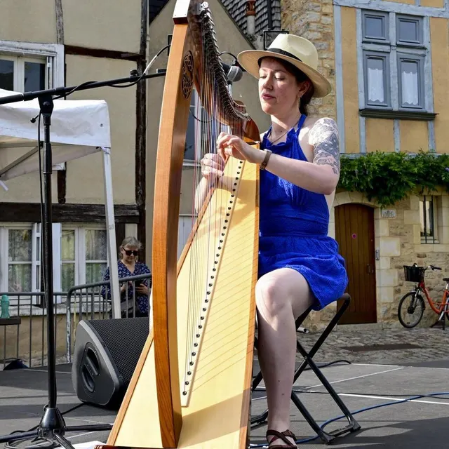 photo charlaine epinal se produit à la harpe, place du cardinal grente.  ©  photo le maine libre – yvon loue