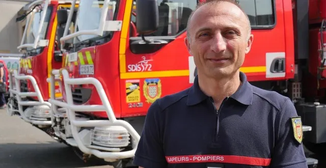 photo  le commandant guérin, sapeur-pompier sarthois, est en partance pour le canada.  &copy;  sdis 72 