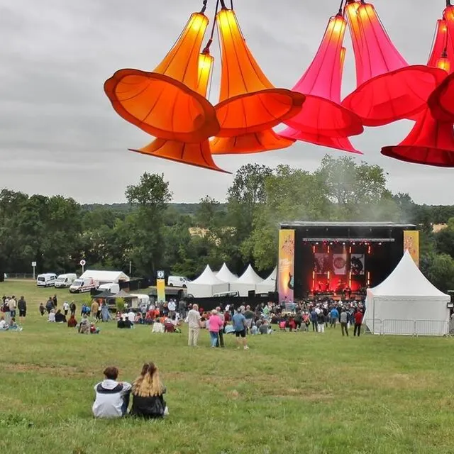 photo le public s’est installé progressivement à partir de 20 h 30 dans le parc du château décoré, vendredi soir.  ©  ouest-france