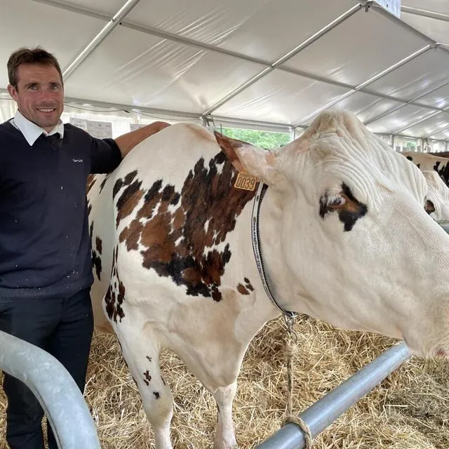 photo laurent coutard est venu depuis la mayenne au national de la race normande 2023.  ©  ouest-france