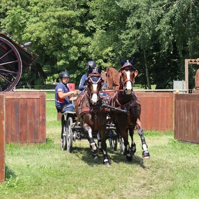photo le groom, à l’arrière, joue avec le poids de son corps pour équilibrer l’attelage.  ©  ouest-france
