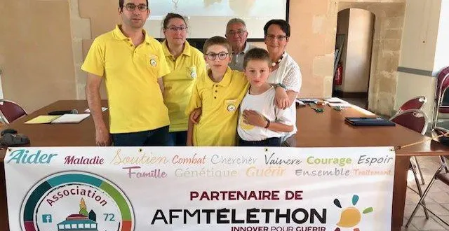 photo  de g. à dr. au premier plan : laurent plessis, timéo plessis, léo plessis. au second plan : aurélie bourgault, guy papin et arlette marcadé.  &copy;  le maine libre 