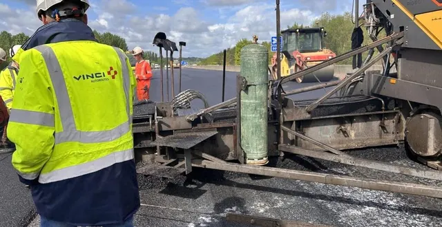 photo  pendant dix semaines, vinci autoroute a réalisé l’entretien de treize kilomètres de l’a11, près du mans.  &copy;  ouest-france 