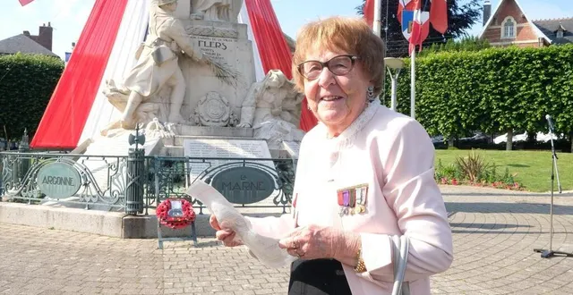 photo  les obsèques de la résistante annette lajon seront célébrées mercredi 23 août, à athis-de-l’orne. ici, à flers, le 18 juin 2019.  &copy;  archives ouest-france 