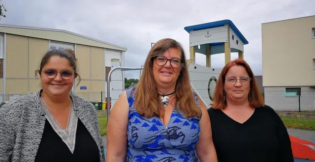 photo  de gauche à droite : manon theffo, isabelle mesnière, eve charlot, deux nouvelles professeures encadrant la directrice.  &copy;  ouest-france 