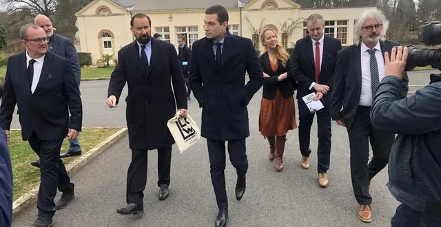 photo  en février 2023, raymond de malherbe avait accueilli jordan bardella, le président du rn, à côté du mans avec victoria de vigneral.  &copy;  archives le maine libre 