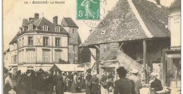 photo  carte postale représentant l’ancien marché d’écouché-les-vallées.  &copy;  nadège vivier 