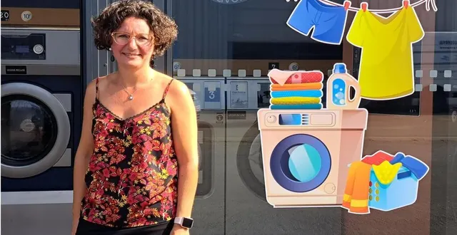 photo  sabrina breton devant la laverie, qui est adossée à la station de lavage des véhicules.  &copy;  ouest-france 