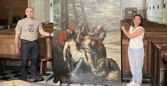 photo  parti en restauration en octobre 2021, le tableau est revenu dans l’église de beaumont vendredi dernier.  &copy;  le maine libre 